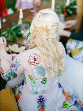 ASOS Edition Beige Maxi Dress with Multicolor Floral Embroidery